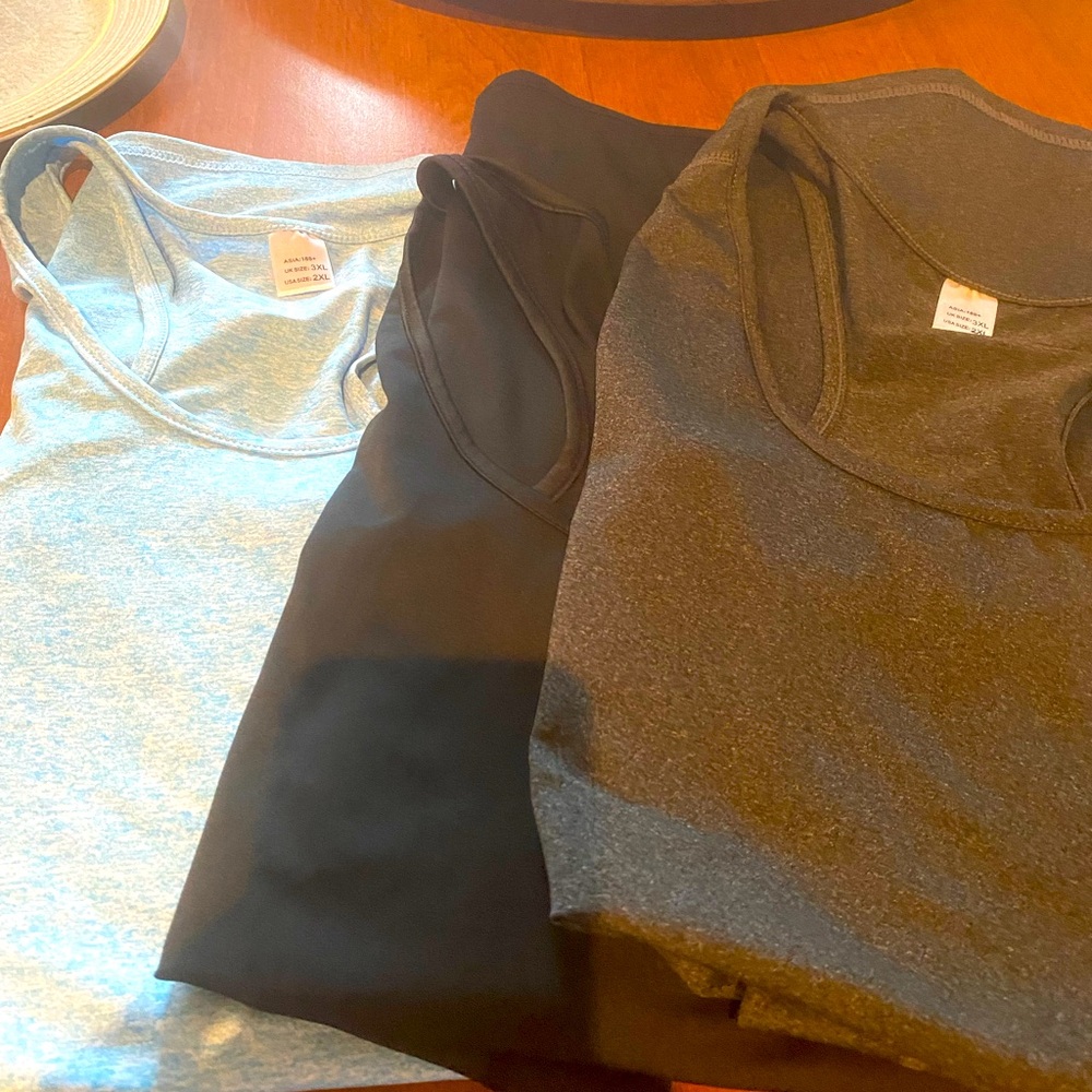 Razor Back Exercise Shirts - Gray, Blue, and Black - Sz 2X